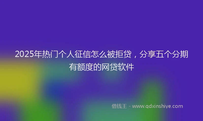 2025年热门个人征信怎么被拒贷，分享五个分期有额度的网贷软件