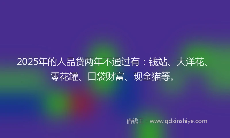 2025年的人品贷两年不通过有：钱站、大洋花、零花罐、口袋财富、现金猫等。