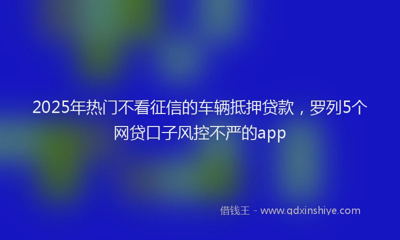 2025年热门不看征信的车辆抵押贷款，罗列5个网贷口子风控不严的app