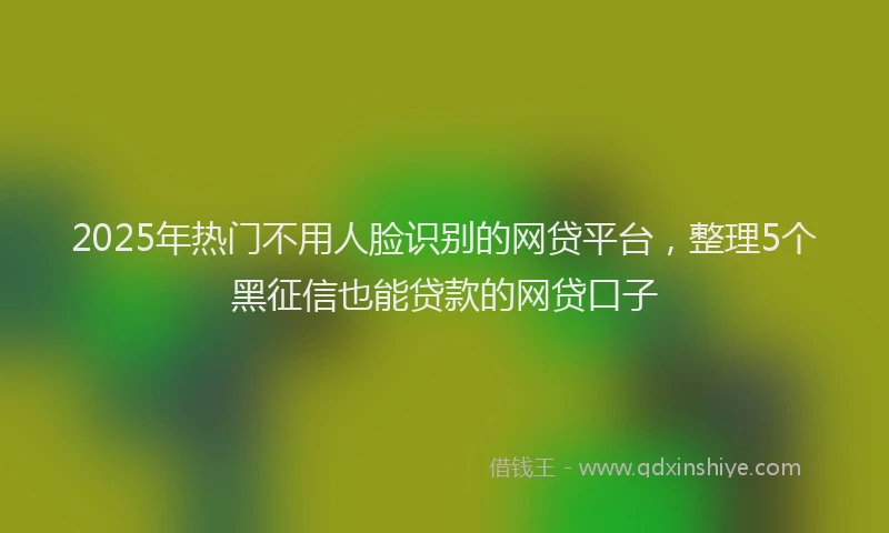 2025年热门不用人脸识别的网贷平台，整理5个黑征信也能贷款的网贷口子