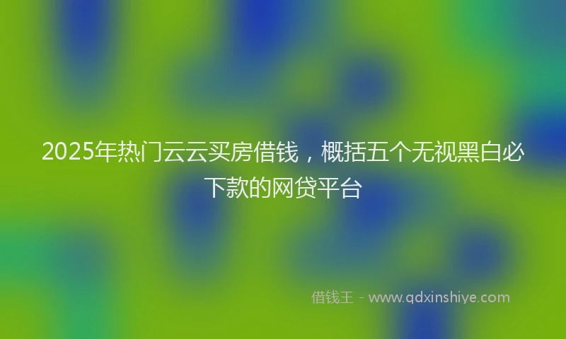 2025年热门云云买房借钱，概括五个无视黑白必下款的网贷平台