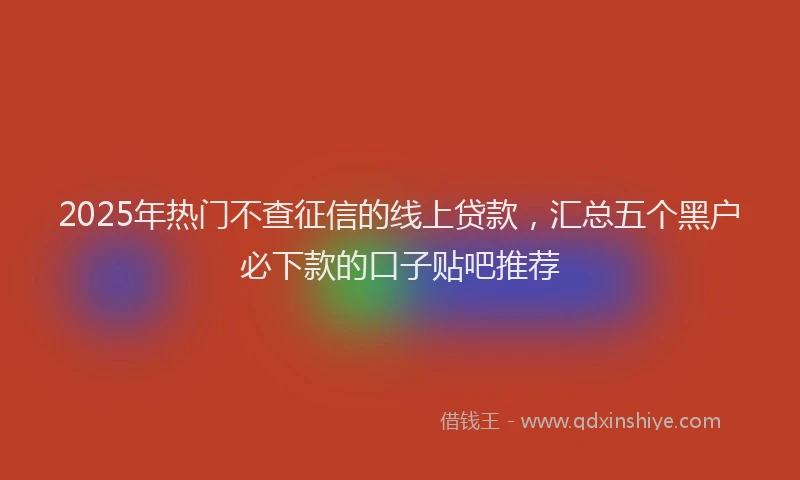 2025年热门不查征信的线上贷款，汇总五个黑户必下款的口子贴吧推荐