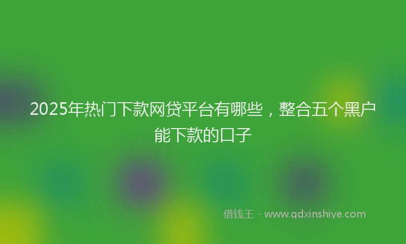 2025年热门下款网贷平台有哪些，整合五个黑户能下款的口子