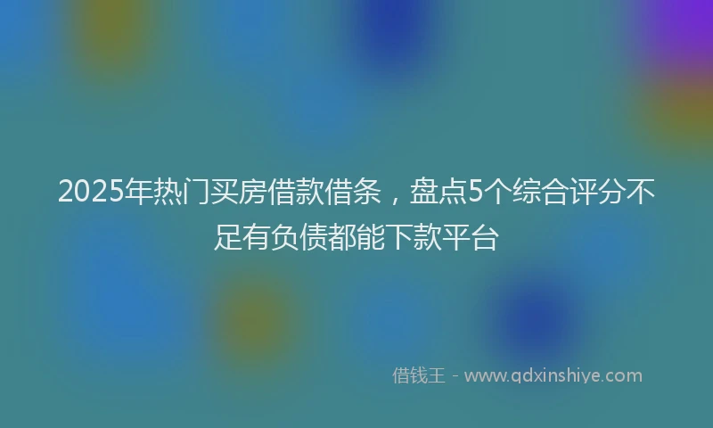 2025年热门买房借款借条，盘点5个综合评分不足有负债都能下款平台