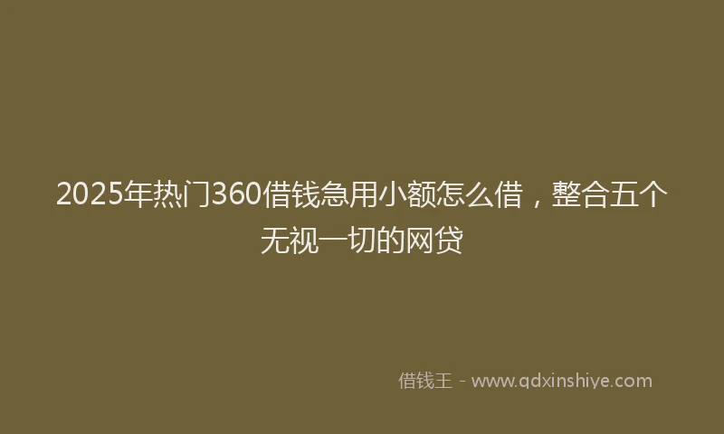 2025年热门360借钱急用小额怎么借，整合五个无视一切的网贷