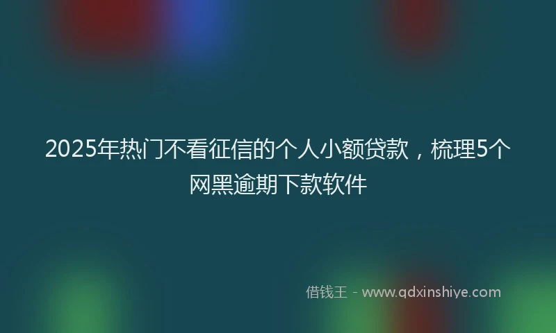 2025年热门不看征信的个人小额贷款，梳理5个网黑逾期下款软件