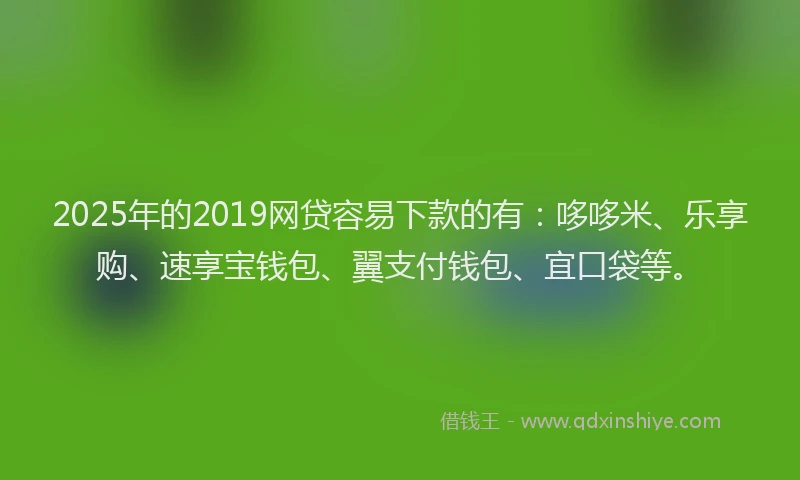 2025年的2019网贷容易下款的有：哆哆米、乐享购、速享宝钱包、翼支付钱包、宜口袋等。