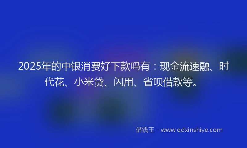 2025年的中银消费好下款吗有：现金流速融、时代花、小米贷、闪用、省呗借款等。