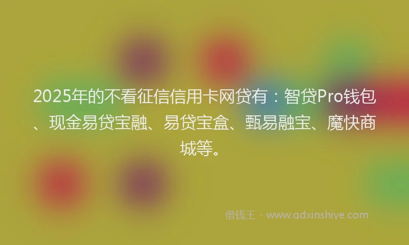 2025年的不看征信信用卡网贷有：智贷Pro钱包、现金易贷宝融、易贷宝盒、甄易融宝、魔快商城等。