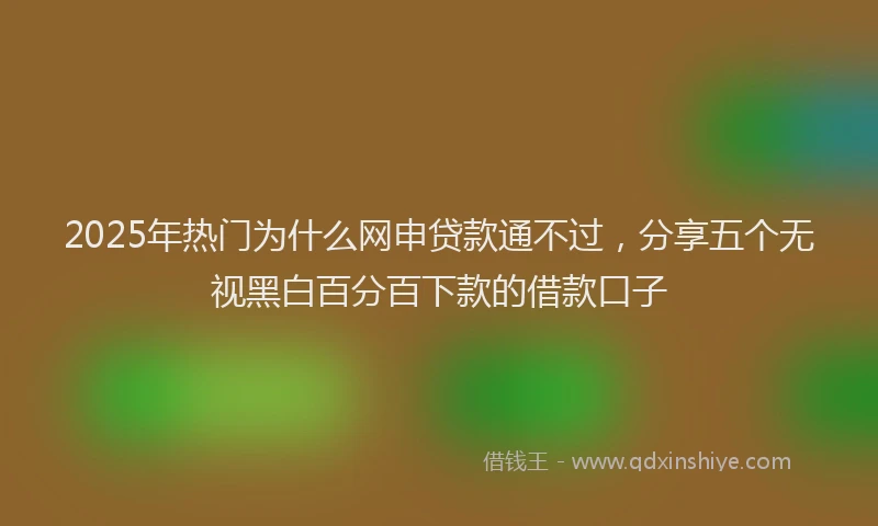 2025年热门为什么网申贷款通不过，分享五个无视黑白百分百下款的借款口子