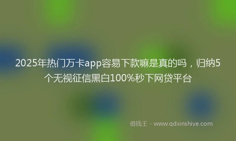 2025年热门万卡app容易下款嘛是真的吗，归纳5个无视征信黑白100%秒下网贷平台