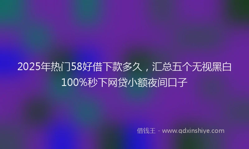 2025年热门58好借下款多久，汇总五个无视黑白100%秒下网贷小额夜间口子
