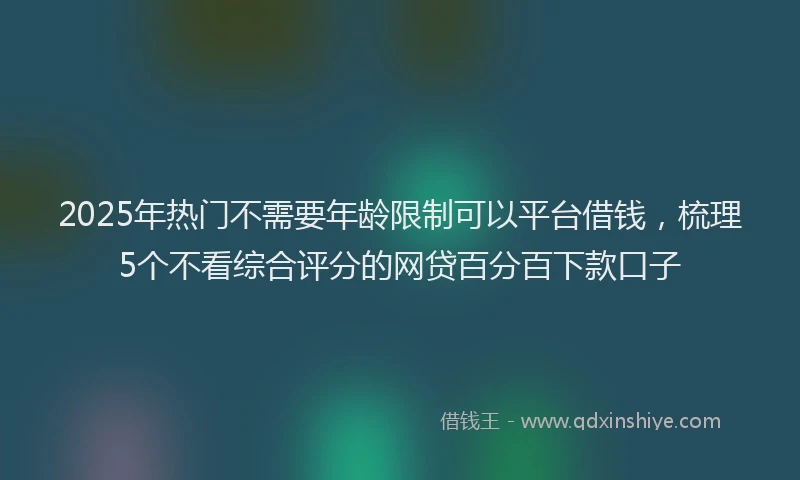 2025年热门不需要年龄限制可以平台借钱，梳理5个不看综合评分的网贷百分百下款口子