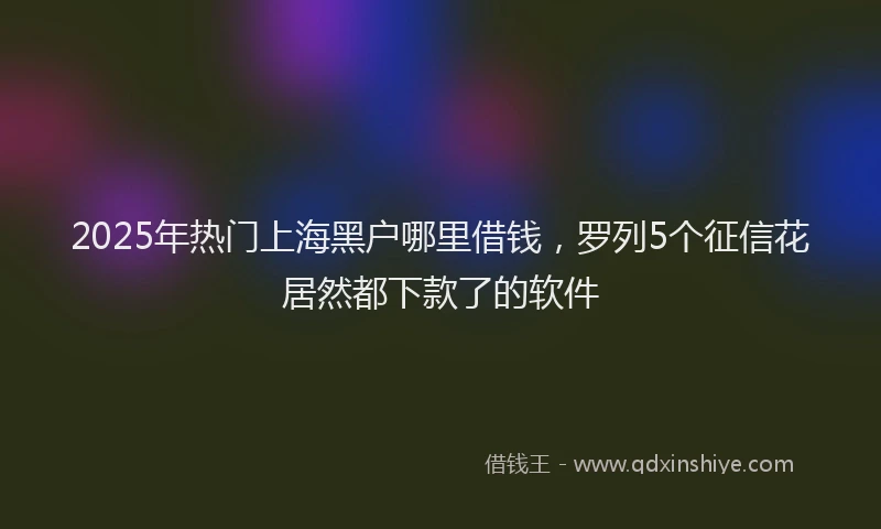 2025年热门上海黑户哪里借钱，罗列5个征信花居然都下款了的软件