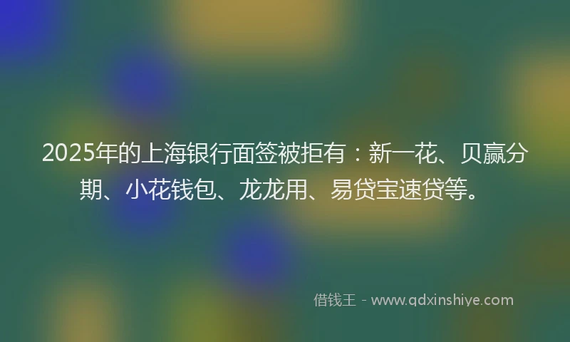2025年的上海银行面签被拒有：新一花、贝赢分期、小花钱包、龙龙用、易贷宝速贷等。