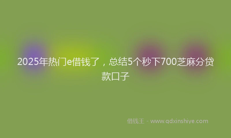 2025年热门e借钱了，总结5个秒下700芝麻分贷款口子