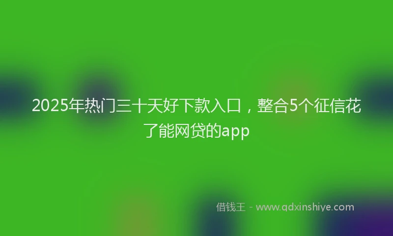 2025年热门三十天好下款入口，整合5个征信花了能网贷的app