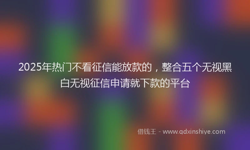 2025年热门不看征信能放款的，整合五个无视黑白无视征信申请就下款的平台