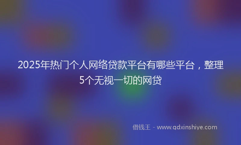 2025年热门个人网络贷款平台有哪些平台，整理5个无视一切的网贷