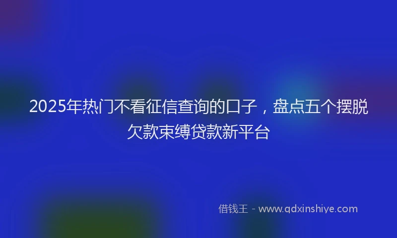 2025年热门不看征信查询的口子，盘点五个摆脱欠款束缚贷款新平台