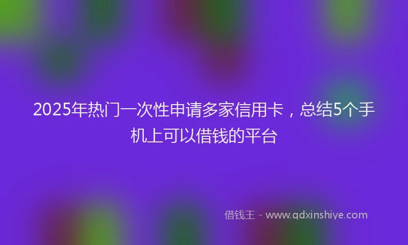 2025年热门一次性申请多家信用卡，总结5个手机上可以借钱的平台