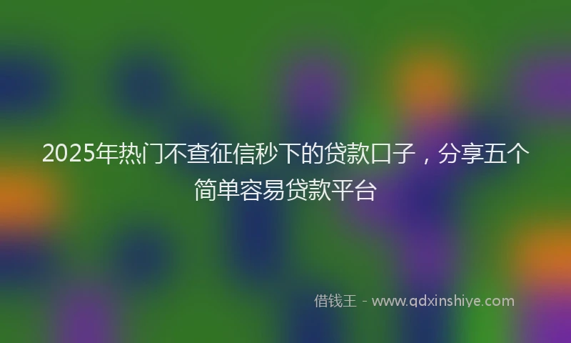 2025年热门不查征信秒下的贷款口子，分享五个简单容易贷款平台