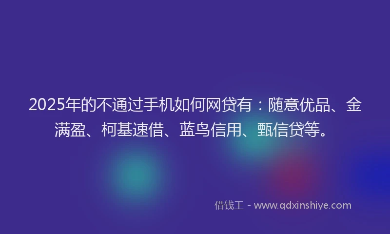 2025年的不通过手机如何网贷有：随意优品、金满盈、柯基速借、蓝鸟信用、甄信贷等。