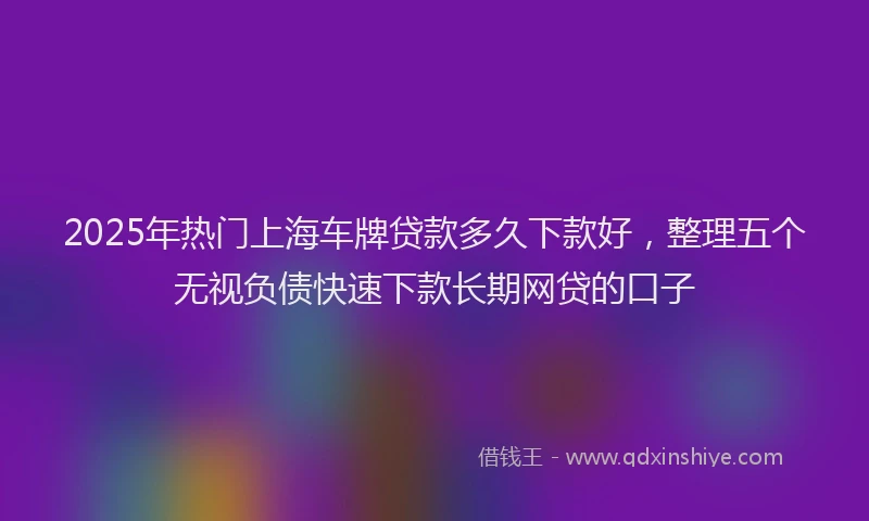 2025年热门上海车牌贷款多久下款好，整理五个无视负债快速下款长期网贷的口子