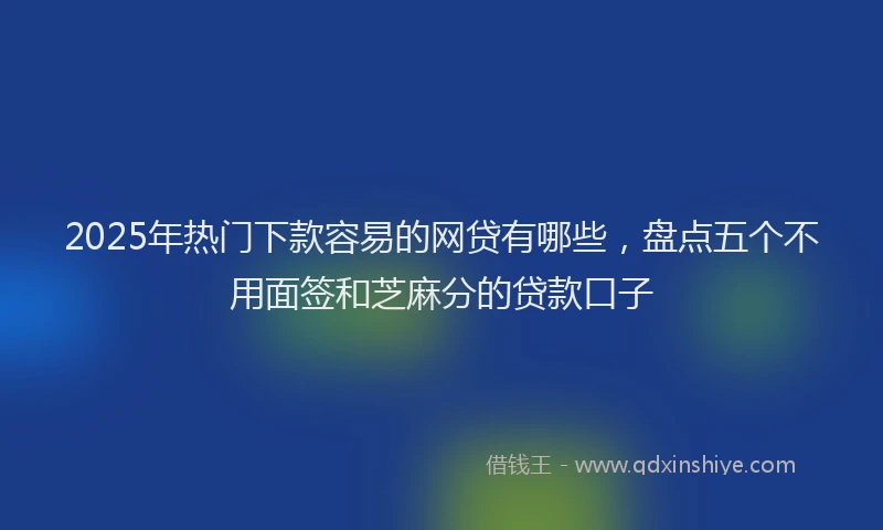 2025年热门下款容易的网贷有哪些，盘点五个不用面签和芝麻分的贷款口子
