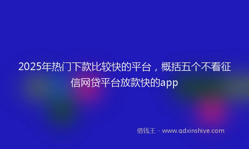 2025年热门下款比较快的平台，概括五个不看征信网贷平台放款快的app