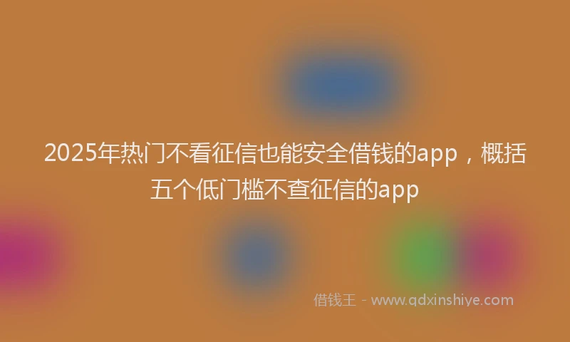 2025年热门不看征信也能安全借钱的app，概括五个低门槛不查征信的app