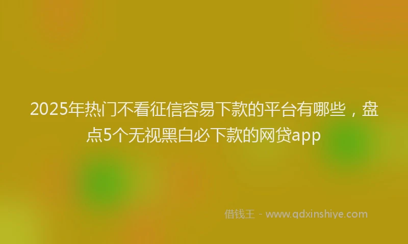 2025年热门不看征信容易下款的平台有哪些，盘点5个无视黑白必下款的网贷app