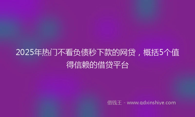 2025年热门不看负债秒下款的网贷，概括5个值得信赖的借贷平台