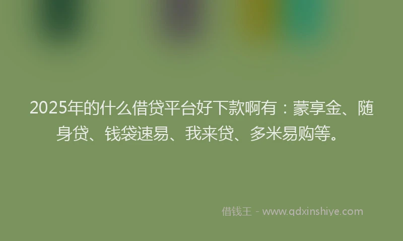 2025年的什么借贷平台好下款啊有：蒙享金、随身贷、钱袋速易、我来贷、多米易购等。