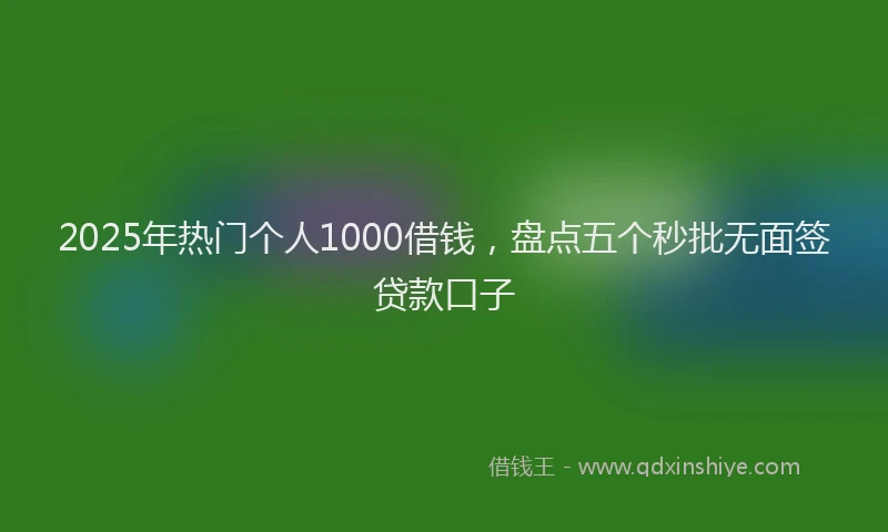 2025年热门个人1000借钱，盘点五个秒批无面签贷款口子