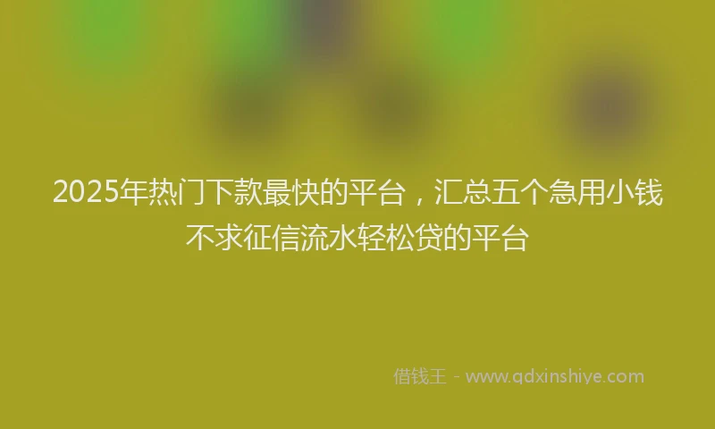 2025年热门下款最快的平台，汇总五个急用小钱不求征信流水轻松贷的平台