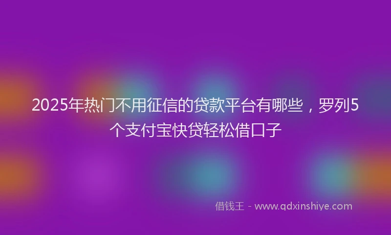 2025年热门不用征信的贷款平台有哪些，罗列5个支付宝快贷轻松借口子