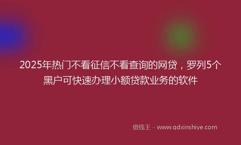 2025年热门不看征信不看查询的网贷，罗列5个黑户可快速办理小额贷款业务的软件