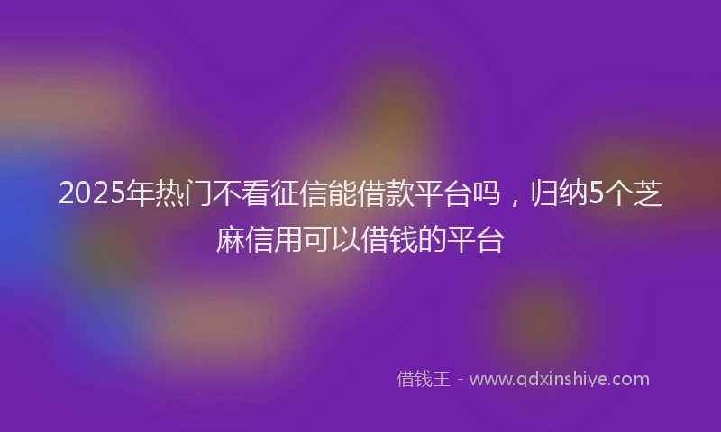 2025年热门不看征信能借款平台吗，归纳5个芝麻信用可以借钱的平台