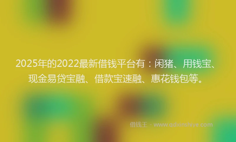 2025年的2022最新借钱平台有：闲猪、用钱宝、现金易贷宝融、借款宝速融、惠花钱包等。