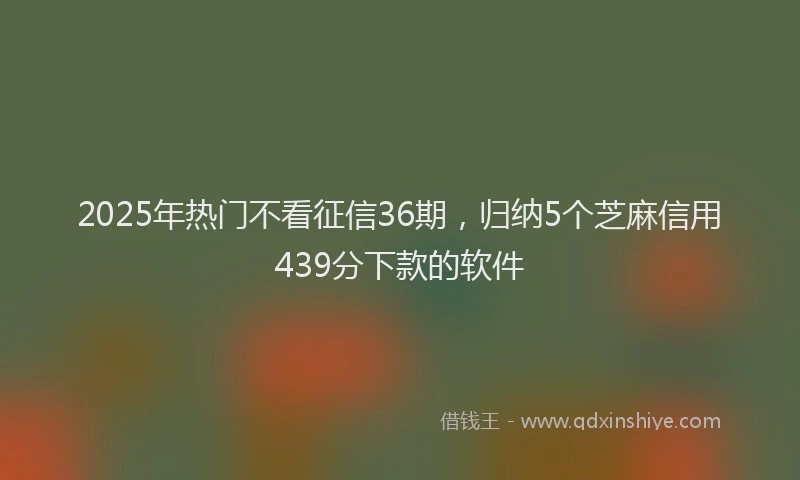 2025年热门不看征信36期，归纳5个芝麻信用439分下款的软件