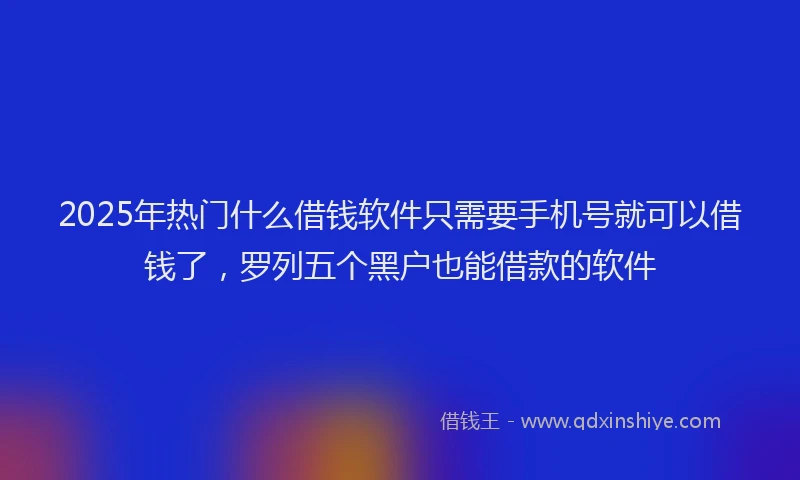 2025年热门什么借钱软件只需要手机号就可以借钱了，罗列五个黑户也能借款的软件