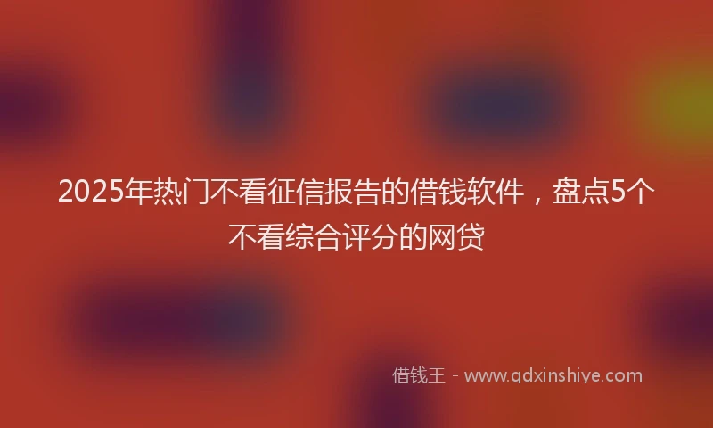 2025年热门不看征信报告的借钱软件，盘点5个不看综合评分的网贷