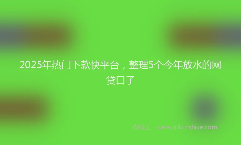 2025年热门下款快平台，整理5个今年放水的网贷口子