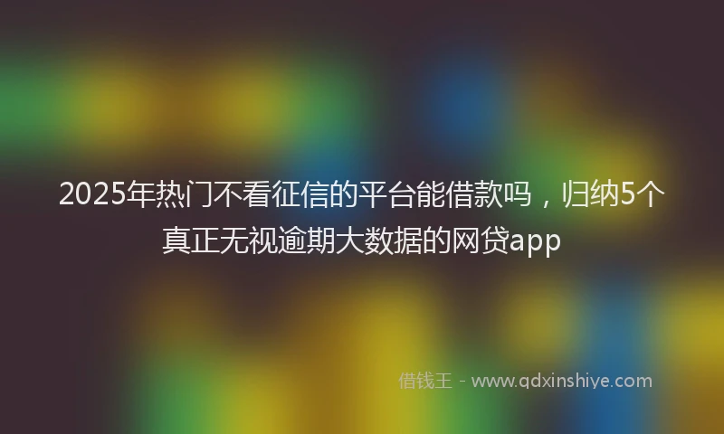 2025年热门不看征信的平台能借款吗，归纳5个真正无视逾期大数据的网贷app