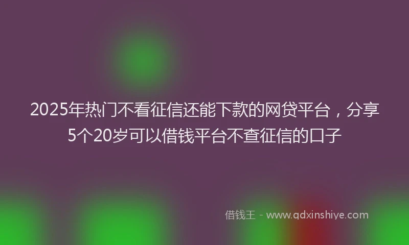 2025年热门不看征信还能下款的网贷平台，分享5个20岁可以借钱平台不查征信的口子
