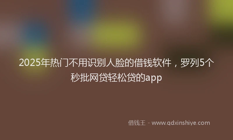 2025年热门不用识别人脸的借钱软件，罗列5个秒批网贷轻松贷的app