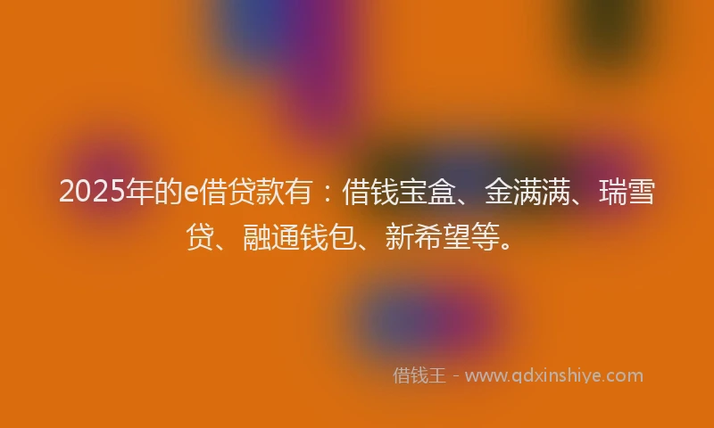 2025年的e借贷款有：借钱宝盒、金满满、瑞雪贷、融通钱包、新希望等。
