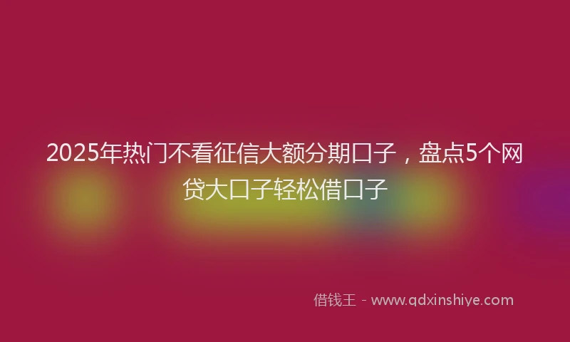 2025年热门不看征信大额分期口子，盘点5个网贷大口子轻松借口子
