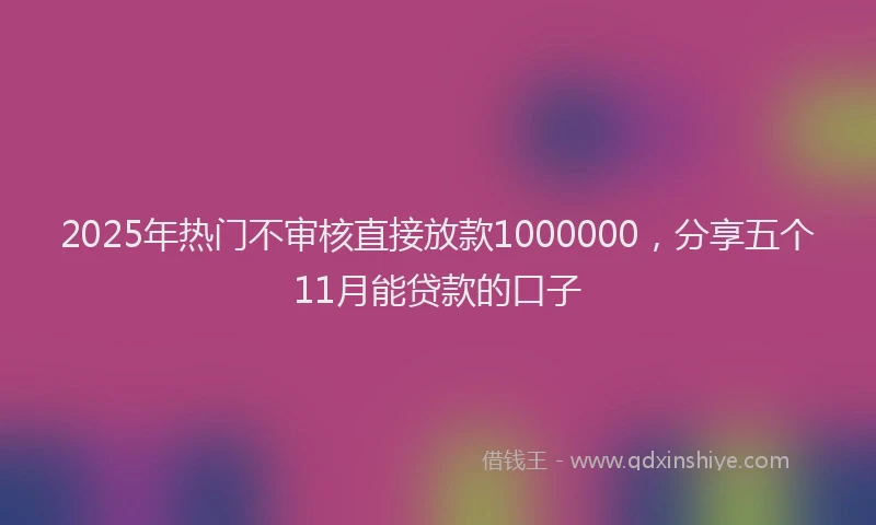 2025年热门不审核直接放款1000000，分享五个11月能贷款的口子